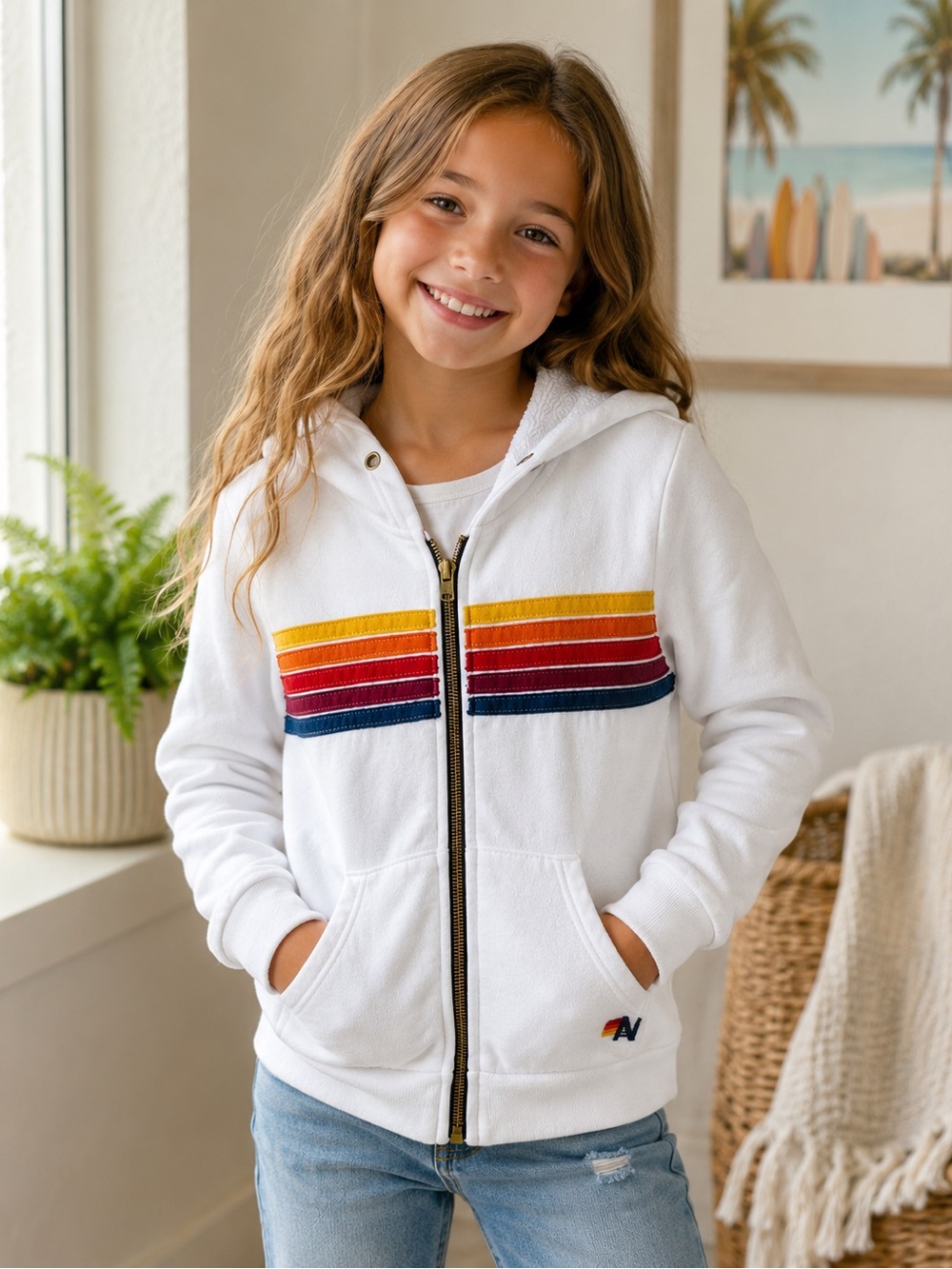 Aviator Nation Stripe Stitch Hoodie – Youth Size 10